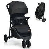 Baby Jogging Stroller with Adjustable Canopy for Newborn-Black