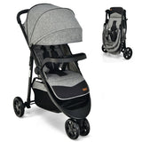 Baby Jogging Stroller with Adjustable Canopy for Newborn-Gray