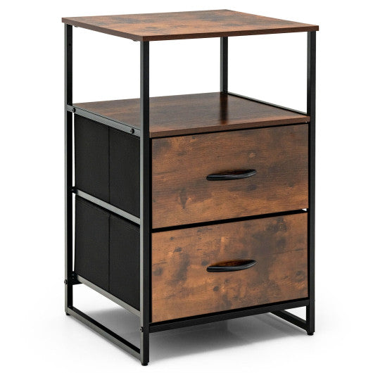 Freestanding Cabinet Dresser with Wooden Top Shelves-S