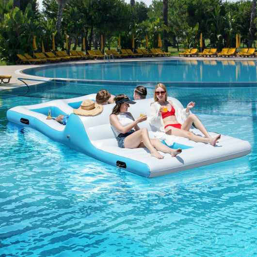 Floating 4 Person Inflatable Lounge Raft with 130W Electric Air-White