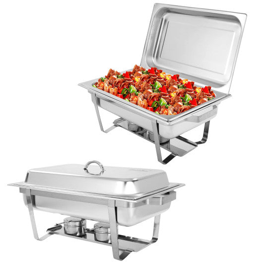 2 Packs Chafing 9 Quart Stainless Rectangular Chafer Buffet