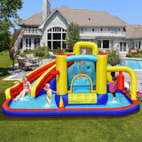 7-in-1 Inflatable Water Slide with 735W Air Blower and Splash Pool