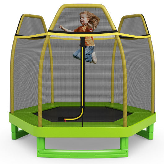 7 Feet Kids Recreational Bounce Jumper Trampoline-Green