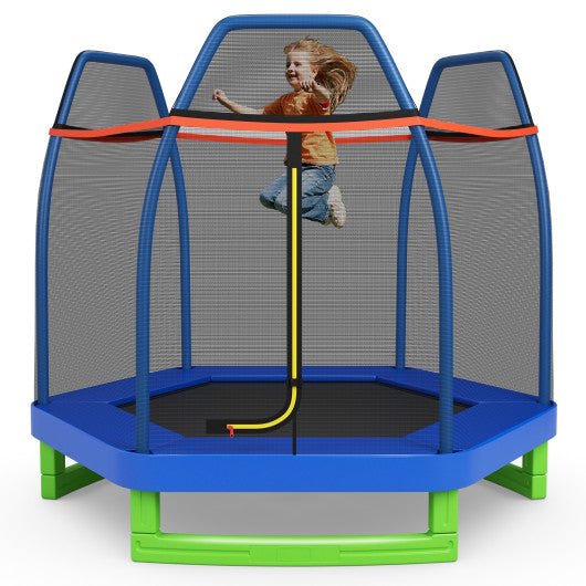 7 Feet Kids Recreational Bounce Jumper Trampoline-Blue