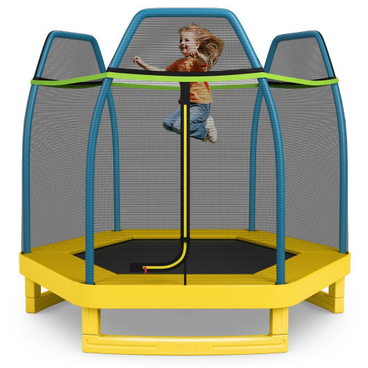 7 Feet Kids Recreational Bounce Jumper Trampoline-Yellow