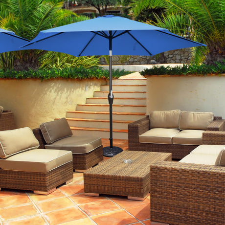 10 Feet Outdoor Patio Umbrella with Tilt Adjustment and Crank-Blue