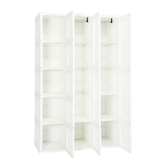 Foldable Armoire Wardrobe Closet with 10 Cubes