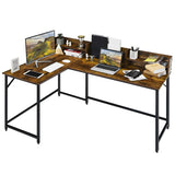 5.5 Inch L-shaped Computer Desk with Bookshelf-Rustic Brown