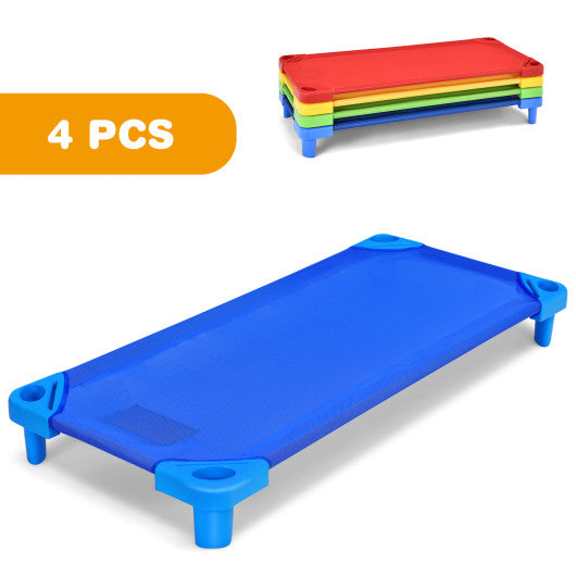 Pack of 4 Colorful Kids Stackable Naptime Cot