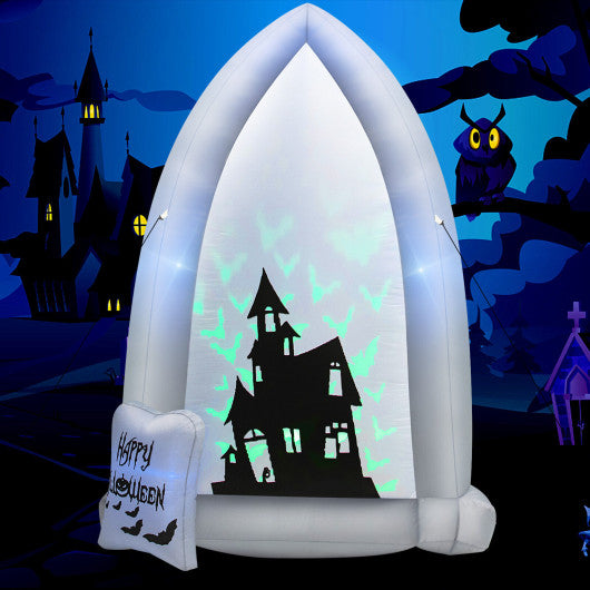 7 Feet Halloween Inflatable Tombstone with Bat LED Projector