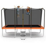 8 x 14 Feet Rectangular Recreational Trampoline with Safety Enclosure Net and Ladder-Orange