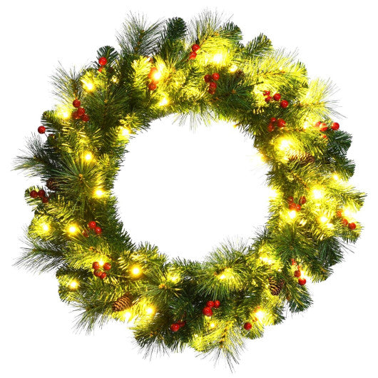 24 Feet Pre-lit Artificial Spruce Christmas Wreath