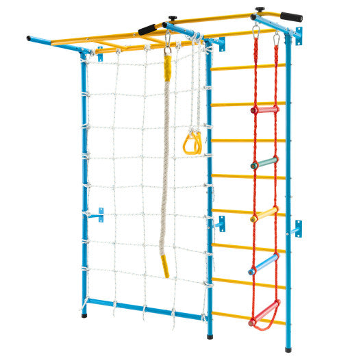 7 In 1 Kids Indoor Gym Playground Swedish Wall Ladder-Yellow