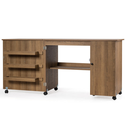 Folding Sewing Craft Table Shelf Storage Cabinet Home Furniture-Natura –  Aiden's Corner