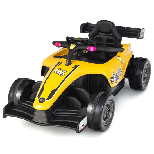 12V Kids Ride on Electric Formula Racing Car with Remote Control-Yellow