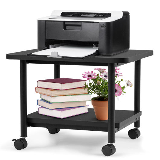 Under Desk Printer Stand with 360° Swivel Casters-Black