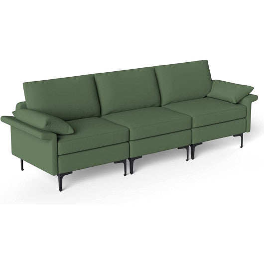 Large 3-Seat Sofa Sectional with Metal Legs for 3-4 people-Army Green