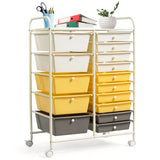 15-Drawer Storage Rolling Organizer Cart-Yellow