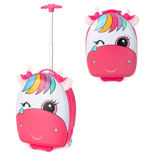 16 Inch Kids Rolling Luggage with 2 Flashing Wheels and Telescoping Handle-Pink