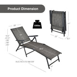 2 Pieces Foldable Chaise Lounge Chair with 2-Position Footrest-Gray