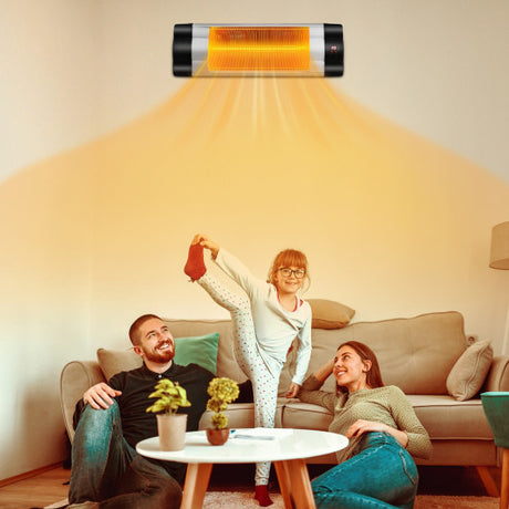 1500W Adjustable Infrared Wall-Mounted Patio Heater with Remote Control