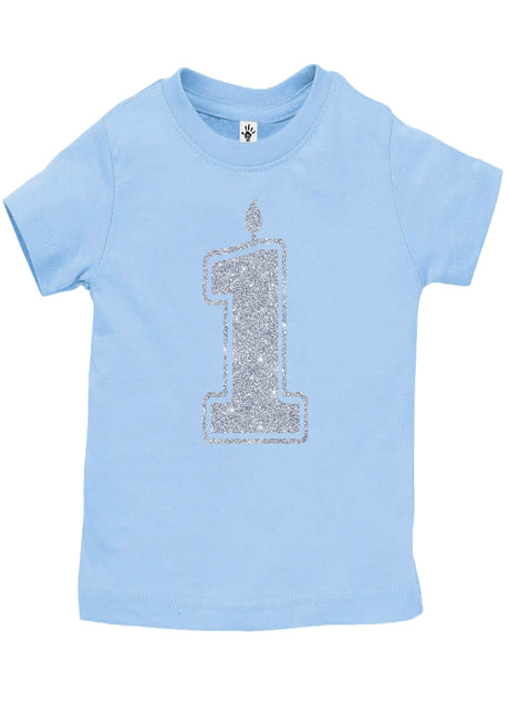 1 Silver First Birthday Shirt - Aiden's Corner