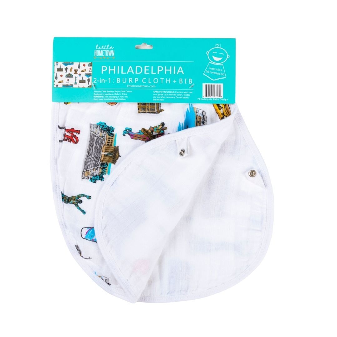 Baby Burp Cloth and Wraparound Bib (Philadelphia Baby) by Little Hometown