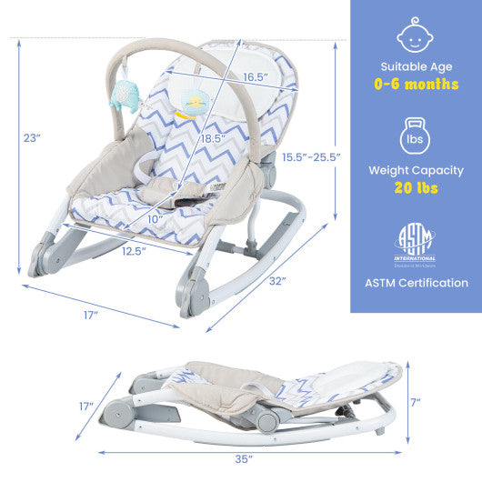 2-in-1 Baby Bouncer with 3-level Adjustable Backrest-Gray