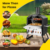 Outdoor Pizza Oven with Anti-scalding Handles and Foldable Legs-Black