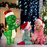 2.4 Feet Pre-Lit Dinosaur Christmas Decoration with Warm-White LED Lights