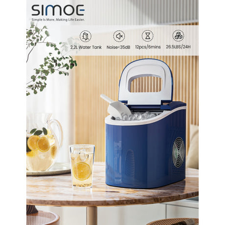 Mini Portable Compact Electric Ice Maker Machine-Navy