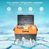 58 Quarts Car Refrigerator Portable RV Freezer Dual Zone with Wheel-Orange