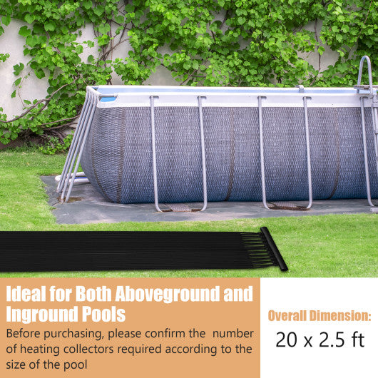 2 Pieces 10/20 Feet Weatherproof Solar Swimming Pool Heating System-L