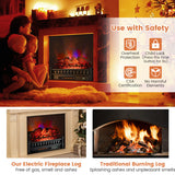 26 Inch Electric Fireplace Heater with Remote Control and Realistic Lemonwood Ember Bed-Black