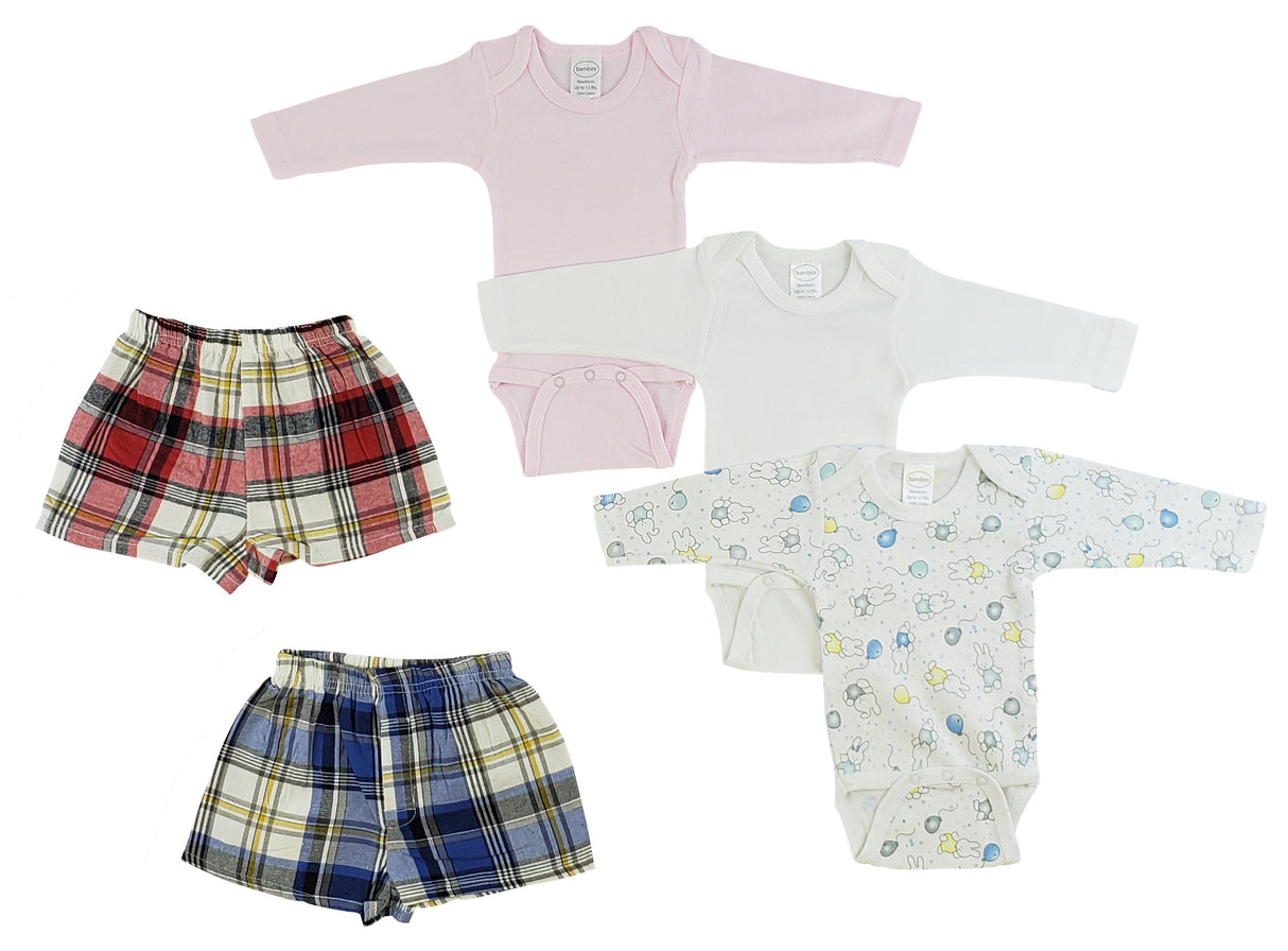 Infant Girls Long Sleeve One Piece and Boxer Shorts