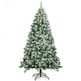 6 Feet Snow Flocked Artificial Christmas Tree Hinged with 928 Tips