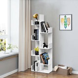 8-Tier Bookshelf Bookcase with 8 Open Compartments Space-Saving Storage Rack -White