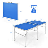 60 Inch Portable Tennis Ping Pong Folding Table with Accessories-Blue
