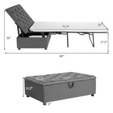 Folding Ottoman Sleeper Bed with Mattress for Guest Bed and Office Nap-Gray