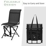 Foldable 360-Degree Swivel Chair with Iron Frame for All-weather Outdoor