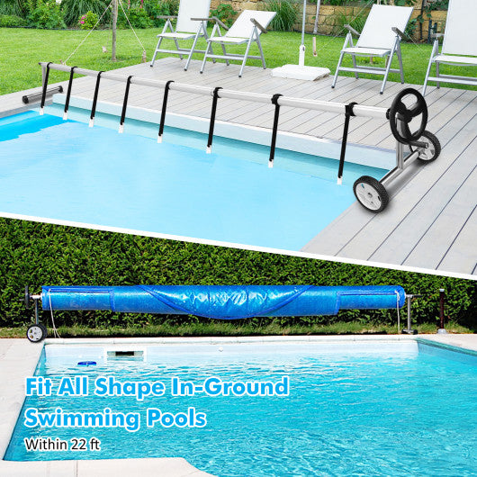 22 Ft Pool Cover Reel Set Aluminum In-ground Swimming Solar Cover Reel
