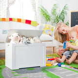 Wooden Toy Box Kids Storage Chest Bench -White