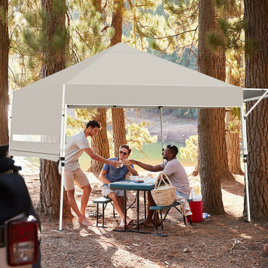 17 Feet x 10 Feet Foldable Pop Up Canopy with Adjustable Instant Sun Shelter-Gray