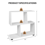 24 Inch 3-Tier Geometric Bookshelf with Thick Foot Pads-White