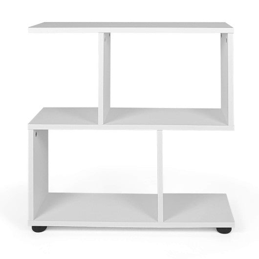 24 Inch 3-Tier Geometric Bookshelf with Thick Foot Pads-White