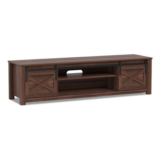 65" Flat Sliding Barn Door TV Stand-Brown