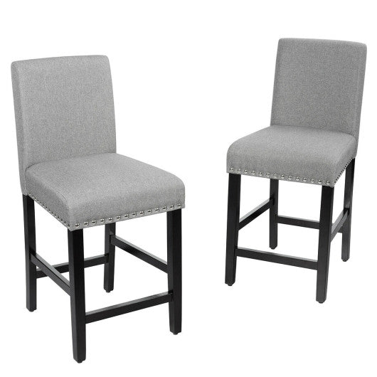 25 Inch Kitchen Chairs with Rubber Wood Legs-Gray