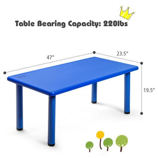 Kids Plastic Rectangular Learn and Play Table-Blue