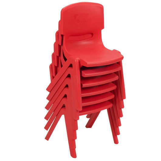6-pack Kids Plastic Stackable Classroom Chairs-Red