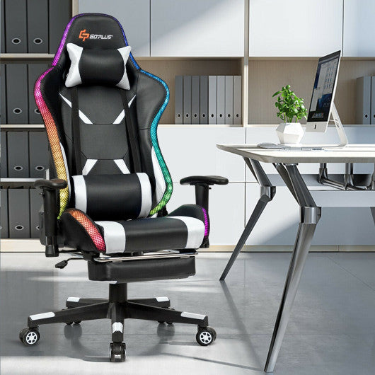 Massage racing gaming chair deals chair with rgb led lights